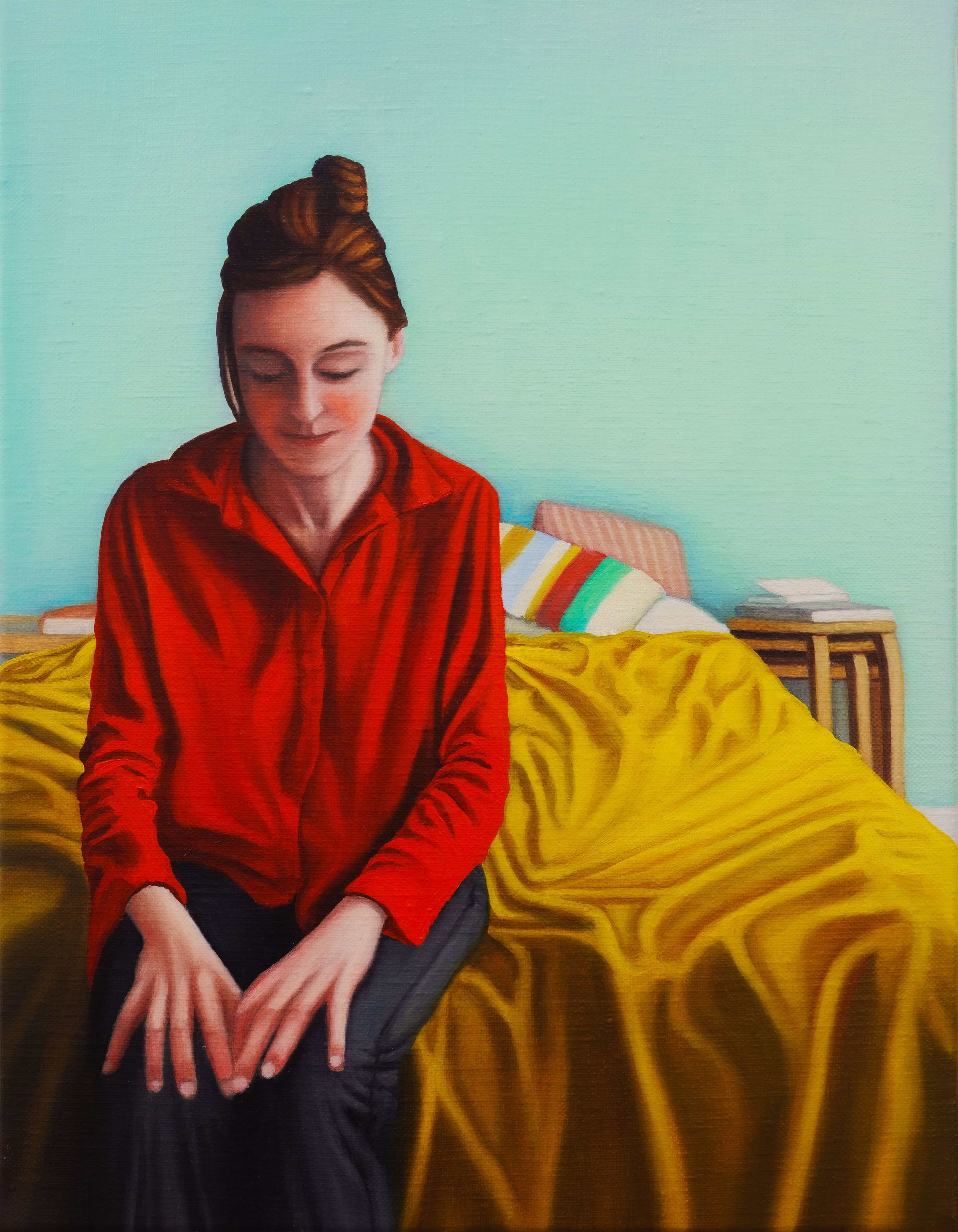 untitled (a woman on a yellow bed) by Dorian Cohen